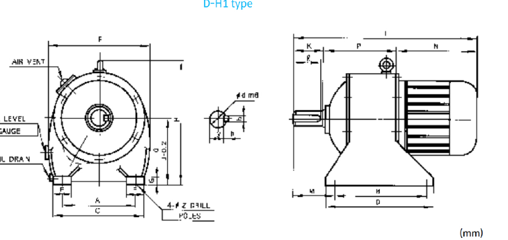 HORZONTAL GEARED MOTOR 도면